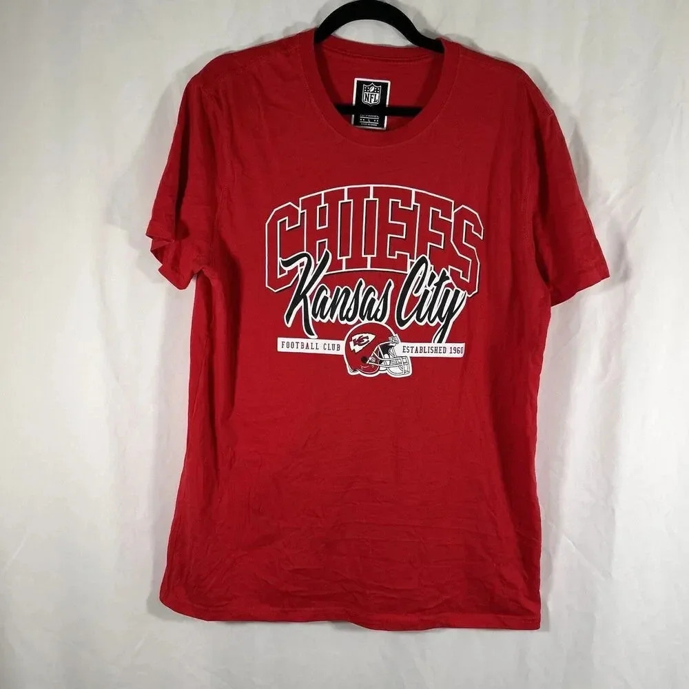 Kansas City Chiefs Shirt Unisex Large Red Graphic Print Short Sleeve Crew Neck
